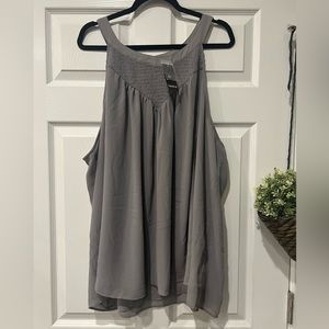 Torrid Frost Gray Chiffon Smocked Goddess Neck Tank size 4 NWT never worn
